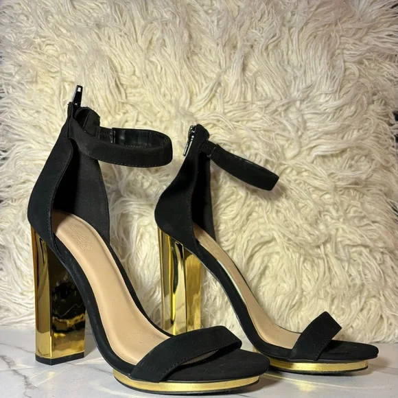 Charlotte Russe Shoes Charlotte Russe Black Gold Block Heels